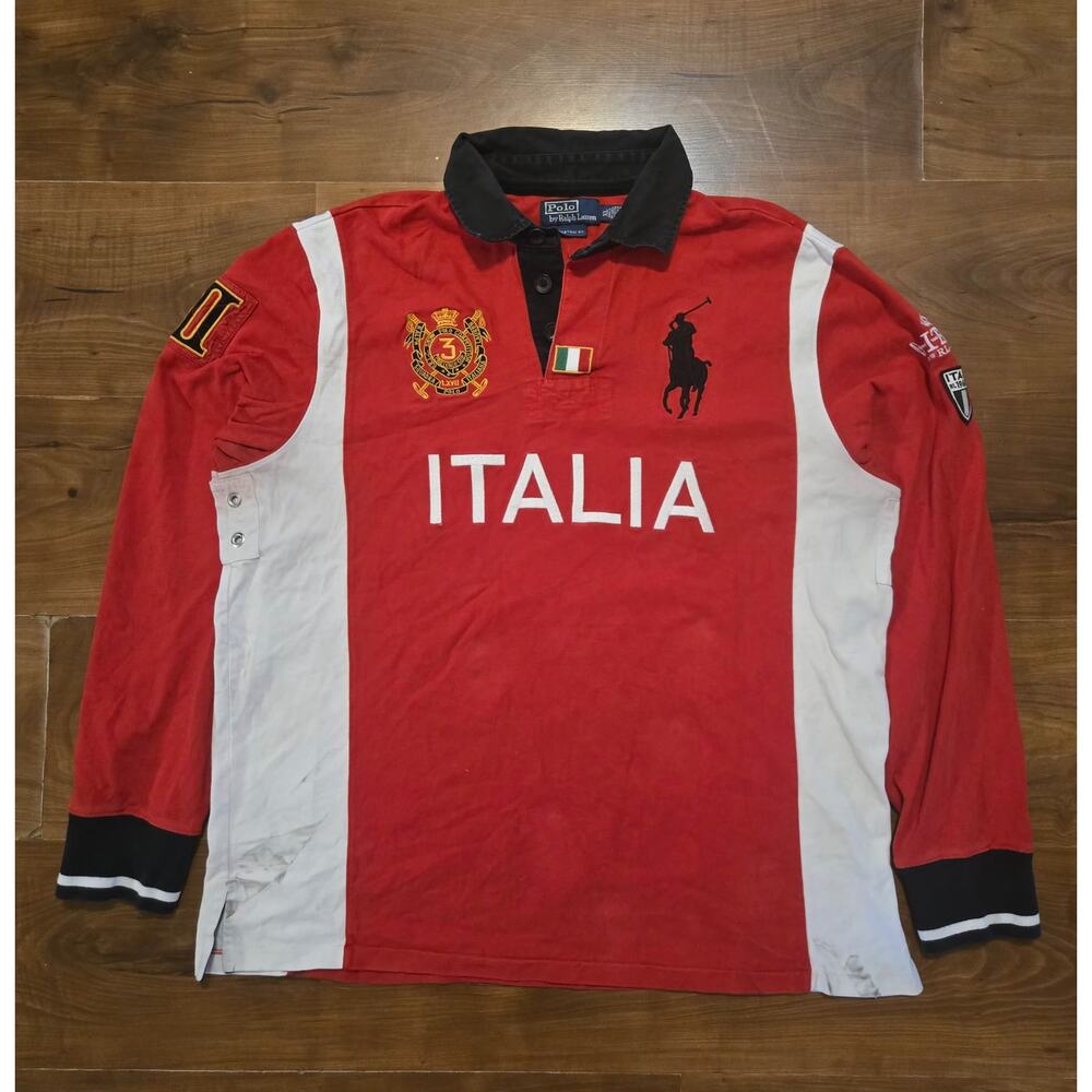 Polo Ralph Lauren Red Big Pony Italia Long Sleeve Size XL
